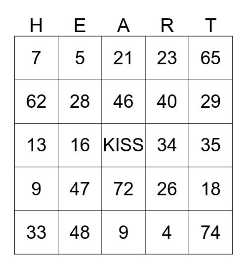 HAPPY VALENTINE'S DAY  Bingo Card