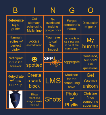 First week at SFP Bingo Card