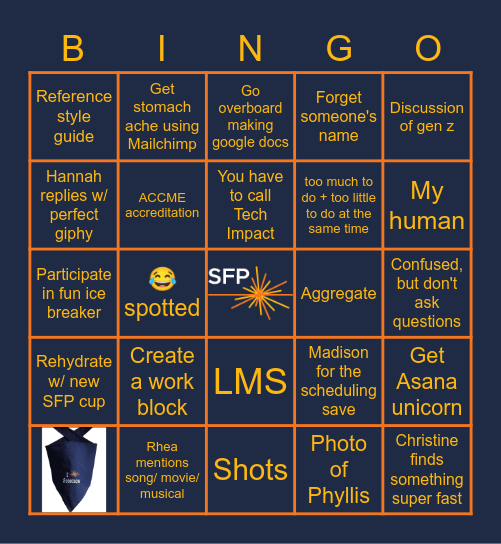 First week at SFP Bingo Card