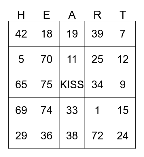 HAPPY VALENTINE'S DAY Bingo Card