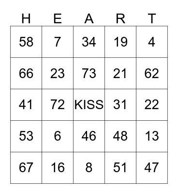 HAPPY VALENTINE'S DAY Bingo Card