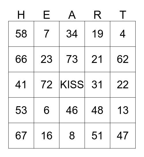 HAPPY VALENTINE'S DAY Bingo Card