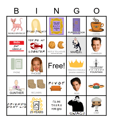 Friends BRENDA 40'S Bingo Card