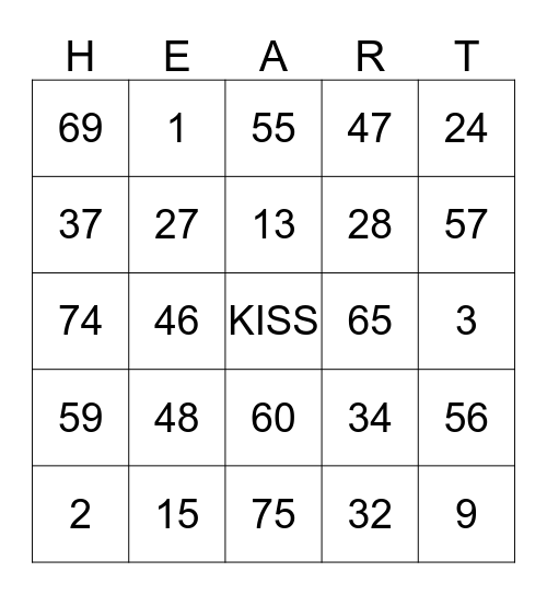 HAPPY VALENTINE'S DAY Bingo Card