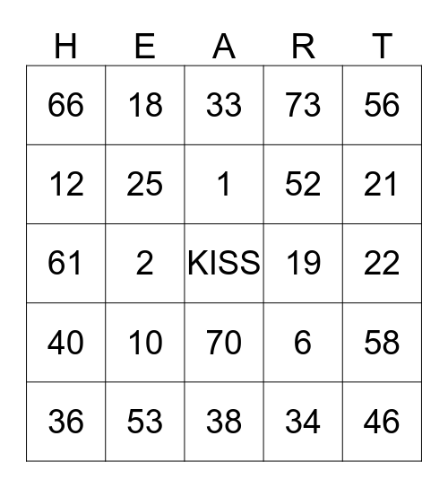 HAPPY VALENTINE'S DAY Bingo Card