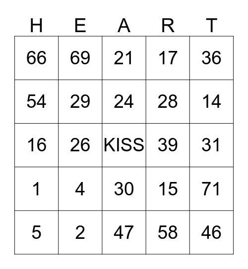 HAPPY VALENTINE'S DAY Bingo Card