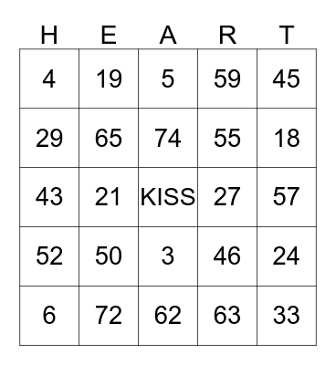 HAPPY VALENTINE'S DAY Bingo Card