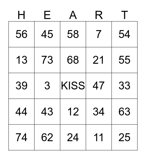 HAPPY VALENTINE'S DAY Bingo Card