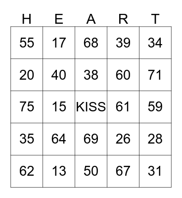 HAPPY VALENTINE'S DAY Bingo Card