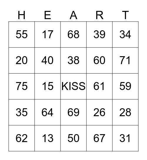 HAPPY VALENTINE'S DAY Bingo Card
