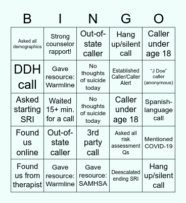 Listen In Bingo! (Apr. 2021) Bingo Card