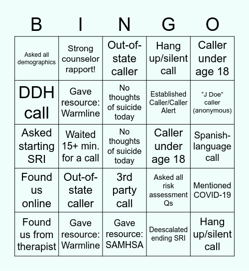 Listen In Bingo! (Apr. 2021) Bingo Card