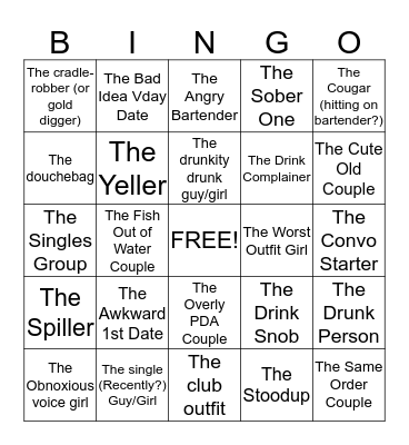 Bar Bingo Card