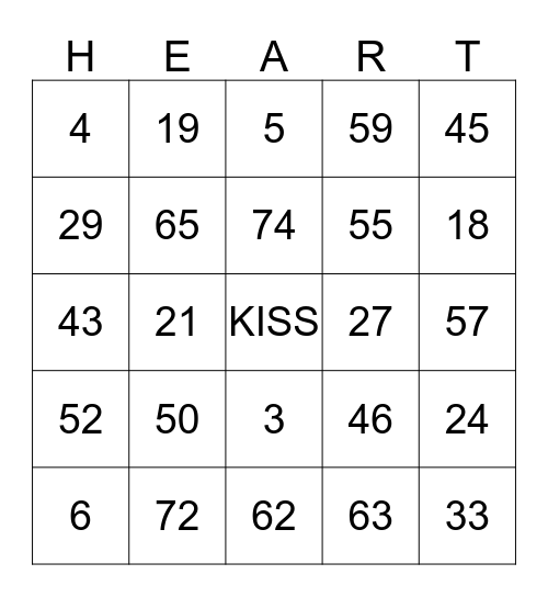 HAPPY VALENTINE'S DAY Bingo Card