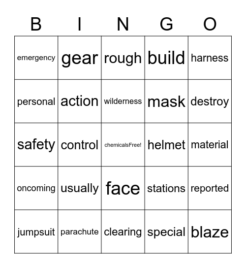 Smokejumper Bingo Card