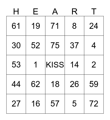 HAPPY VALENTINE'S DAY Bingo Card