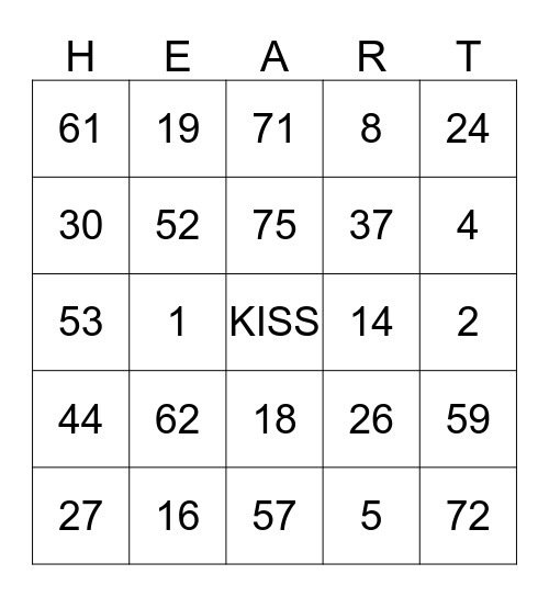 HAPPY VALENTINE'S DAY Bingo Card