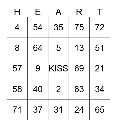 HAPPY VALENTINE'S DAY Bingo Card