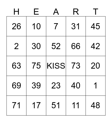 HAPPY VALENTINE'S DAY Bingo Card