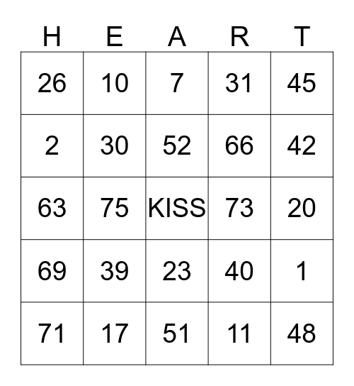 HAPPY VALENTINE'S DAY Bingo Card