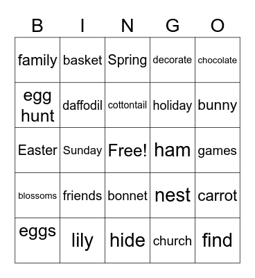 Easter Bingo Card