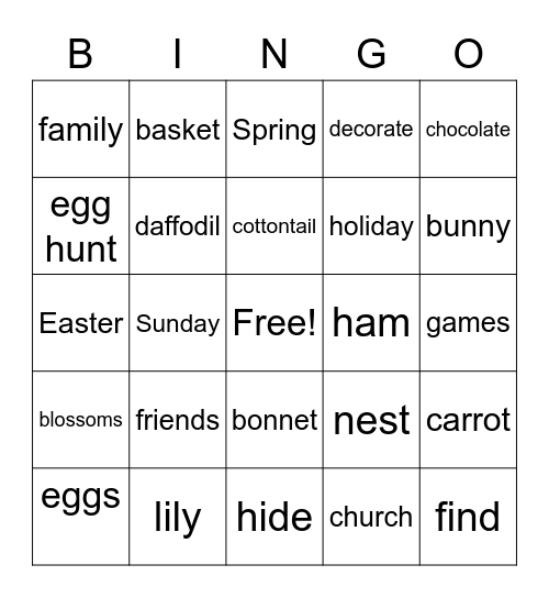 Easter Bingo Card