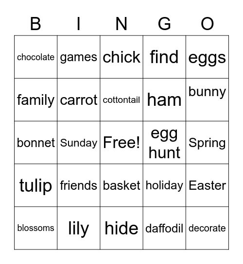 Easter Bingo Card