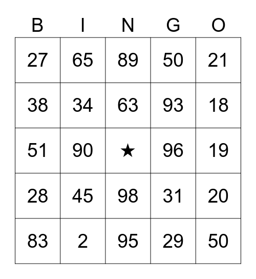 Easter Sunday Bingo Card