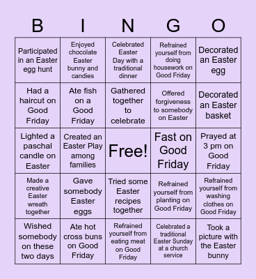Good Friday and Easter Day Bingo! Bingo Card