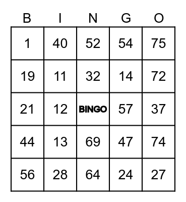 MASON 1 - 2 - 3 Bingo Card