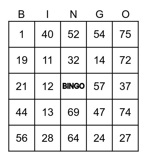 MASON 1 - 2 - 3 Bingo Card