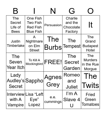 Library Bingo Card
