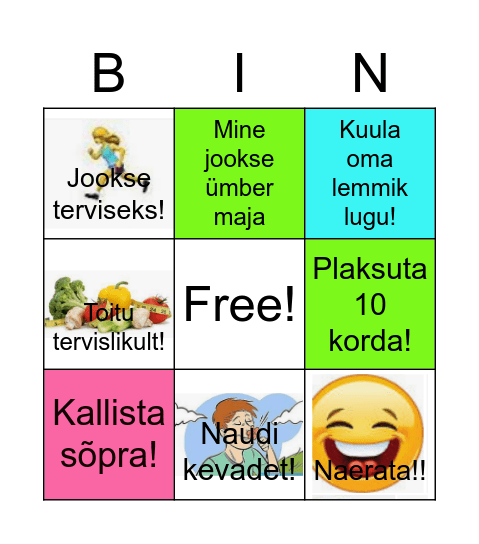 Imelist vaheaega Bingo Card