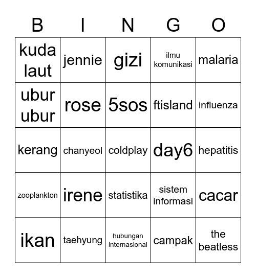 Bingo TC Bingo Card