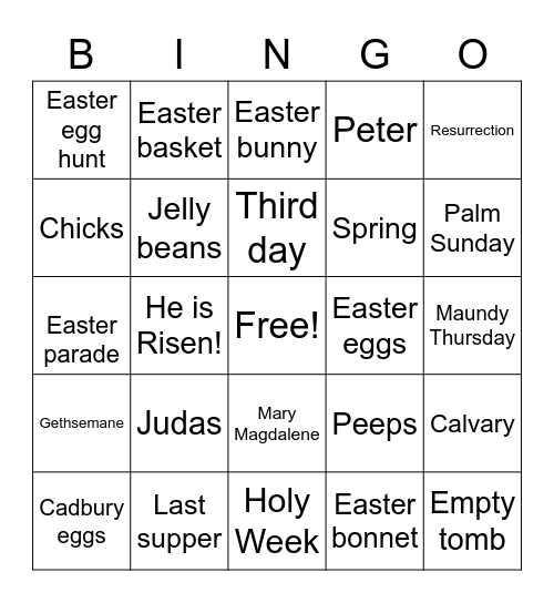 Happy Easter Bingo Card