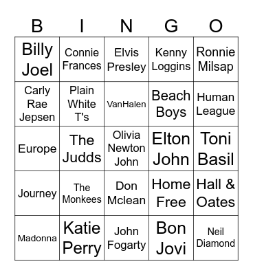 Mixed Songs 2 Bingo Card