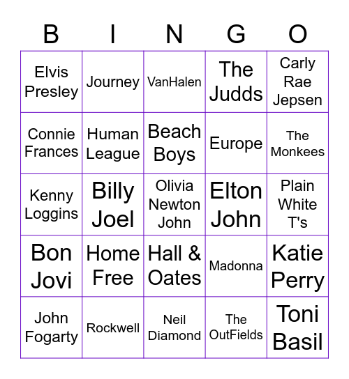 Mixed Songs 2 Bingo Card