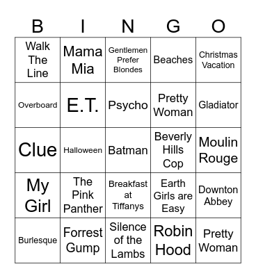 Songs From Movies 2 Bingo Card