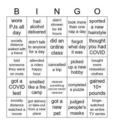 Coronavirus Bingo Card