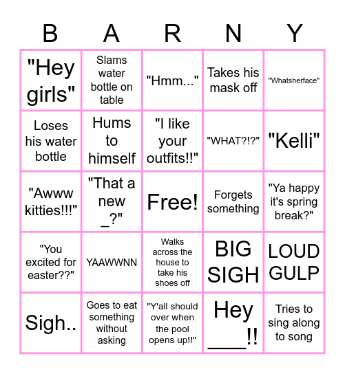 barny bingo Card