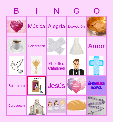 Primera Comunión Bingo Card