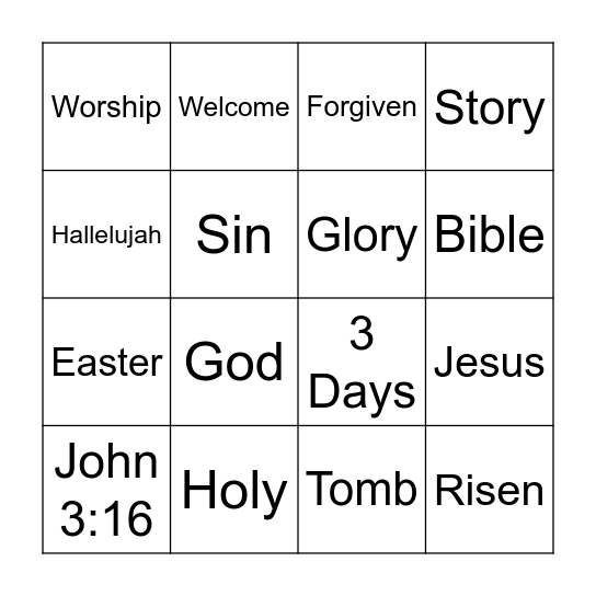 Easter Bingo Card