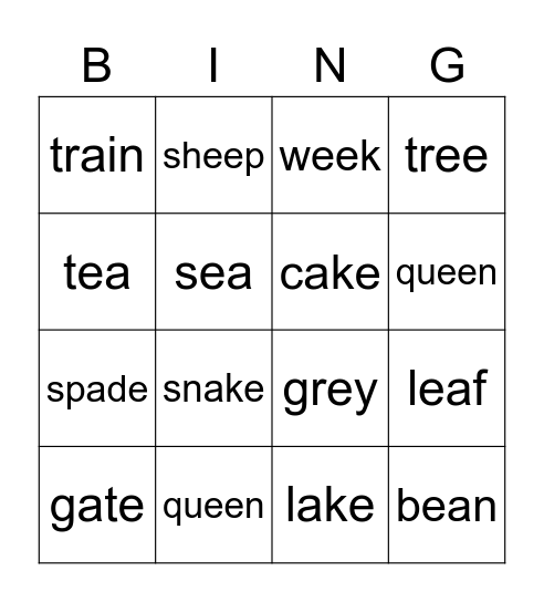 Long A and Long E! Bingo Card
