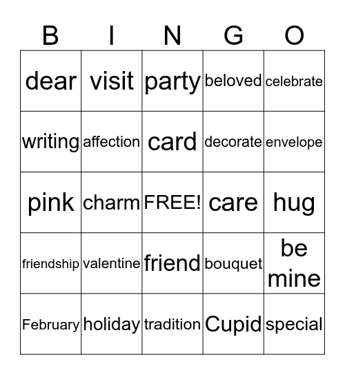 Mr. Leicht's Valentine's Day Celebration Bingo Card