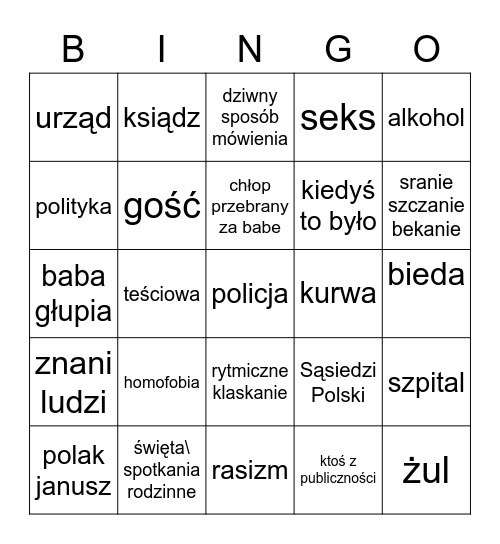 Kabaretowe Bingo Card