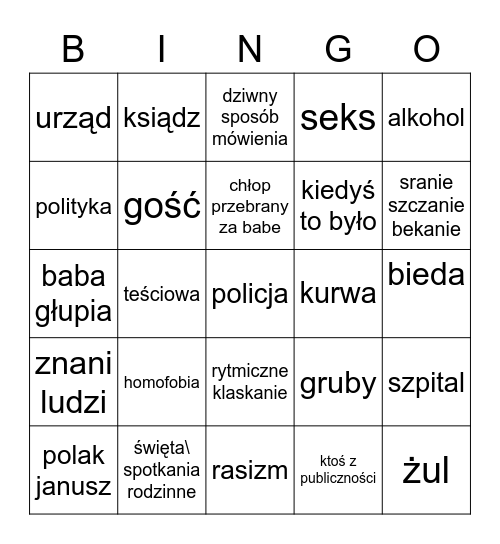 Kabaretowe Bingo Card