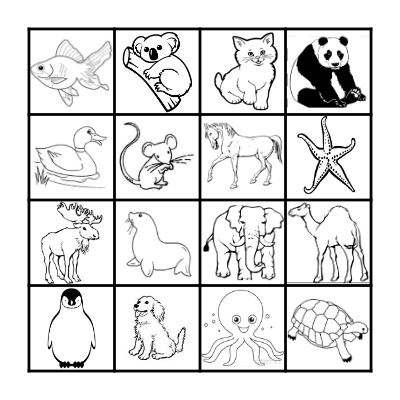 Shorenorth Animal BINGO Card