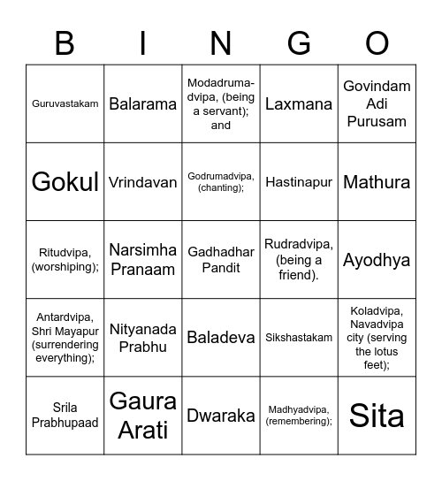 Haribola - The Spiritual Tambola Bingo Card