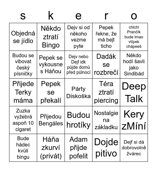 Randál Bingec Bingo Card
