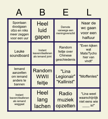 ABEL BINGO Card